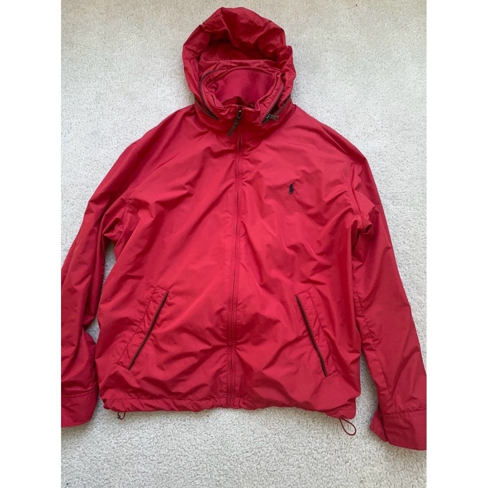 Polo Ralph Lauren Vintage 90s Mens Jacket Red Cotton Lined Zip XXL